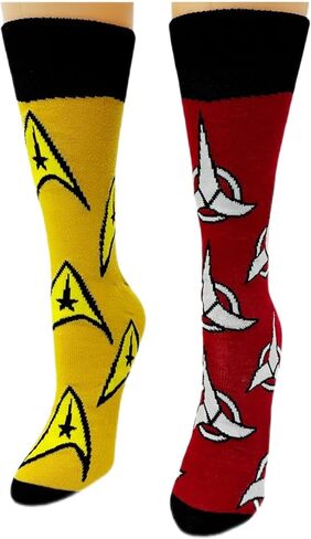 CBS Studios Inc. Star Trek & Klingon Symbol Logo Emblem (2) Pack Men's Dress Crew Socks. 2 Pair – Star Trek Command & Klingon Badge. Men’s Shoe Size 6-12 (TG11499) in Saudi Arabia