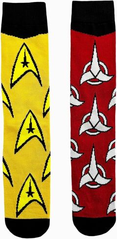 CBS Studios Inc. Star Trek & Klingon Symbol Logo Emblem (2) Pack Men's Dress Crew Socks. 2 Pair – Star Trek Command & Klingon Badge. Men’s Shoe Size 6-12 (TG11499) in Saudi Arabia