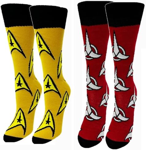 CBS Studios Inc. Star Trek & Klingon Symbol Logo Emblem (2) Pack Men's Dress Crew Socks. 2 Pair – Star Trek Command & Klingon Badge. Men’s Shoe Size 6-12 (TG11499) in Saudi Arabia