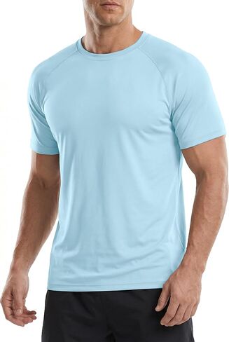 PINSPARK Workout Shirts for Men UPF 50+ Quick Dry Athletic Gym Tee Shirts Mens Short Sleeve Running Cooling Swimming T-Shirt in Kuwait