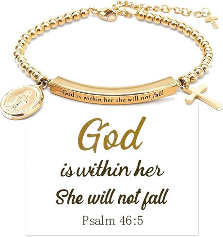 72ore Faith Bracelet for Women God Is Within Her She Will Not Fall Bible Verse Christian Jewelry Strength Inspirational Gifts in Saudi Arabia