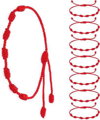 8 Pcs Red String Bracelet Set, 7 Knot Good Luck Bracelets Red Bracelets for Women Knots String for Protection Adjustable Lucky Charm Bracelet in Saudi Arabia