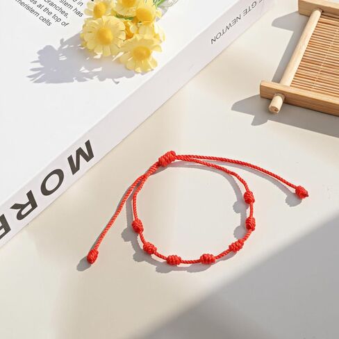8 Pcs Red String Bracelet Set, 7 Knot Good Luck Bracelets Red Bracelets for Women Knots String for Protection Adjustable Lucky Charm Bracelet in Saudi Arabia