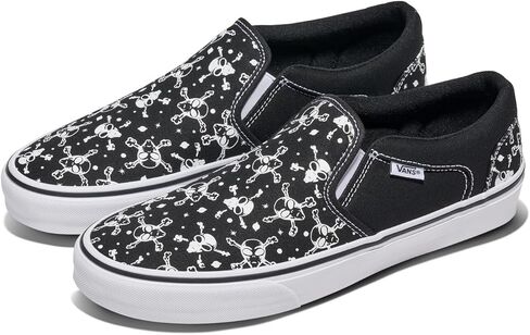 Vans Men's Asher Slip-on Shoes, Alien Skull Black/White, 6.5 in Saudi Arabia