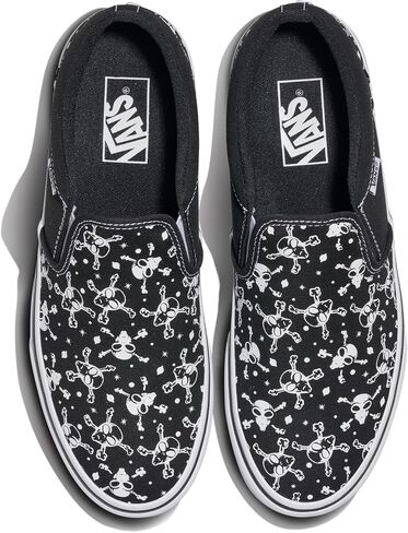 Vans Men's Asher Slip-on Shoes, Alien Skull Black/White, 6.5 in Saudi Arabia