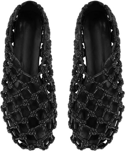 Mesh Ballet Flats for Women Round Toe Woven Hollow Beach Ballerina Flats Summer Cute Casual Mary Jane Shoes in Saudi Arabia