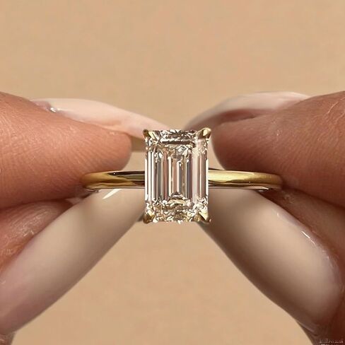 Dulin 14K Gold Plated 1ct/2ct/3ct Emerald Cut Cubic Zirconia Engagement Ring for Women 925 Sterling Silver Anniversary Promise Gift for Wife Christmas Valentine's Day Birthday Gift for Her in Saudi Arabia