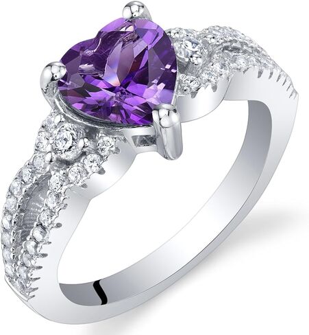 PEORA 925 Sterling Silver Heart Soulmate Ring for Women, Heart Shape, Various Gemstones, Sizes 5 to 9 in Saudi Arabia