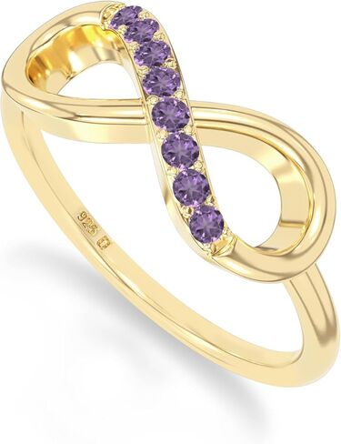 Natural Gemstone Infinity Promise Rings for Women in Silver/18K Yellow/Rose Gold Vermeil, Birthstone Jewelry Gifts for Her Birthday, Wedding Anniversary, Graduation, Christmas in Saudi Arabia