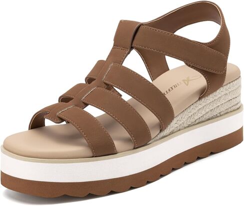 Athlefit Espadrille Low Wedge Sandals for Women Comfortable Casual Open Toe Platform Sandals for Summer Beach Vacation in Saudi Arabia
