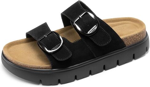 DREAM PAIRS Women's Platform Sandals Wedge Chunky Heel Slip-on Comfort Slides with Arch Support Cork Footbed Adjustable Buckle Summer Slide Sandals in Saudi Arabia