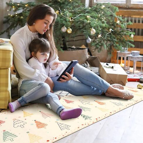 nesrt Christmas Hallway Runner Rug 2x6 Non Slip, Beige Washable Kitchen Rug Runners with Rubber Backing, Xmas Tree Soft Low Pile Girls Bedroom Throw Carpets for Entryway Laundry Holiday Decor in Saudi Arabia