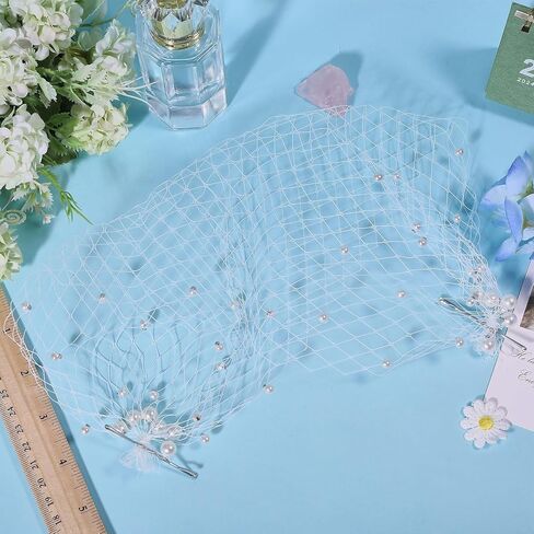 CHGCRAFT قفص الطيور الوجه الحجاب اللؤلؤ Fasacinator شبكة بيضاء الدانتيل مع اللؤلؤ عقال الحجاب قبعة Fascinator للنساء حفل الشاي حفل عشاء عيد الفصح الزفاف الزفاف in Kuwait