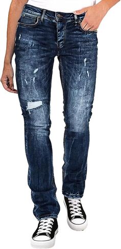 Flamingals Straight Leg Jeans for Women Mid Rise Ripped Wash Stretchy Curvy Fit Casual Denim Skinny Jeans in Saudi Arabia
