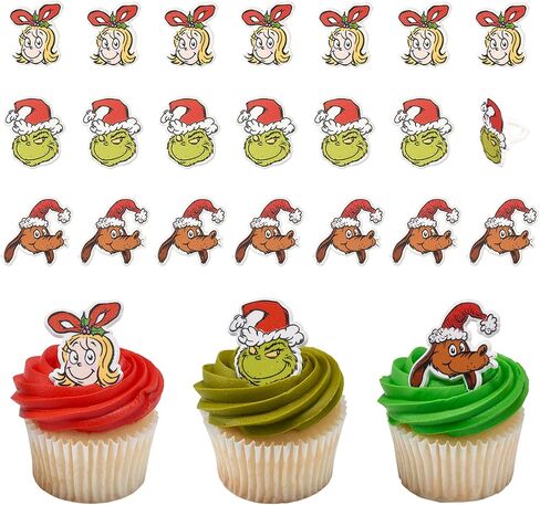 DecoPac How The Grinch Stole Christmas! Rings, Cupcake Decorations With Cindy Lou Who, The Grinch, Max, Christmas Cake Toppers, Food Safe Festive Cupcake Toppers – 24 Pack in Saudi Arabia