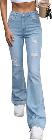 EMMIOL Women's Classic Straight Leg Jeans Stretchy High Waisted Flare Bell Bottom Jeans Basic Bootcut Denim Pants Trendy Fall in Kuwait