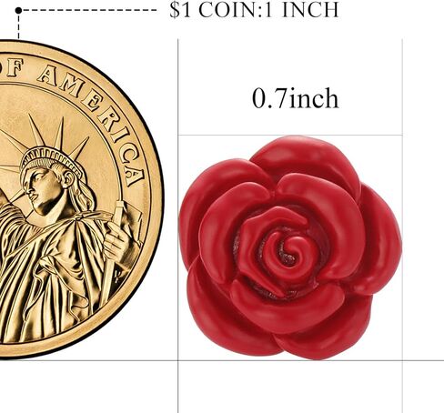 أزرار أكمام على شكل زهرة وردية للرجال، أزرار أكمام سهرة باللون الفضي، دبابيس على شكل زهرة حمراء أنيقة لعيد الميلاد وحفلات الزفاف وهدية عيد الميلاد in Kuwait