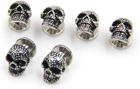 Black Skull Cufflinks and 6 Shirt Studs Set for Men, Unique Gothic Accessories for Formal Wear and Special Occasions in Saudi Arabia