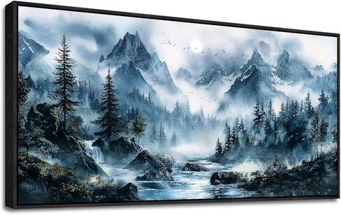 erqinhua ديكور جدار كبير لغرفة النوم أسود مؤطرة قماش جدار الفن لغرفة المعيشة ديكورات المكتب ضبابي الغابات لوحات الحائط شجرة المناظر الطبيعية صور العمل الفني ديكور المنزل الحديث 30x60 بوصة in Kuwait