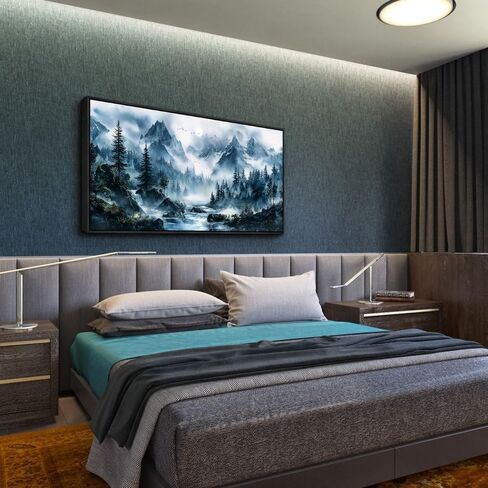 erqinhua ديكور جدار كبير لغرفة النوم أسود مؤطرة قماش جدار الفن لغرفة المعيشة ديكورات المكتب ضبابي الغابات لوحات الحائط شجرة المناظر الطبيعية صور العمل الفني ديكور المنزل الحديث 30x60 بوصة in Kuwait