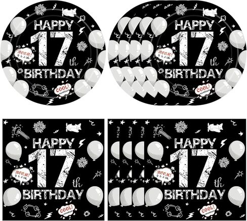 13th Birthday Party Supplies Black Themed 13th Disposable Tableware Decorations Plates Napkins Set for Kids Boys Teenager Favors in Kuwait