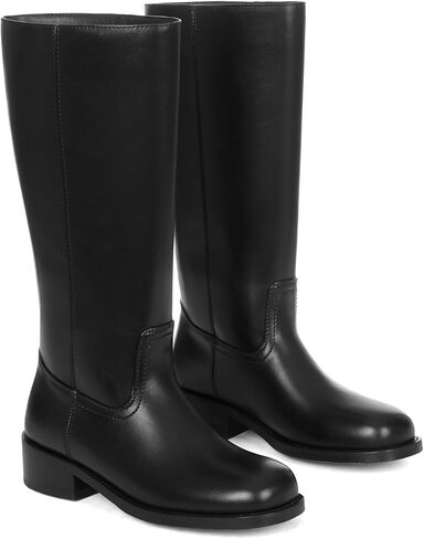 femflame Knee High Boots for Women Wide Calf Boots Women's Work Boots Hiking Boots Dress Boots Riding Boots Winter Boot with Chunky Square Heel Round Toe Boots Low Heel Platform for Daily Party in Saudi Arabia