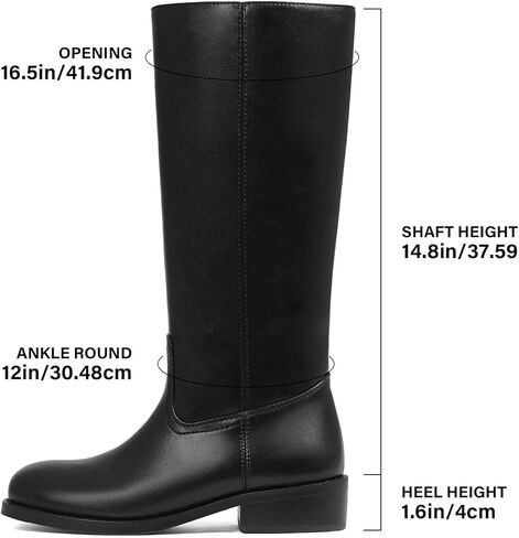 femflame Knee High Boots for Women Wide Calf Boots Women's Work Boots Hiking Boots Dress Boots Riding Boots Winter Boot with Chunky Square Heel Round Toe Boots Low Heel Platform for Daily Party in Saudi Arabia