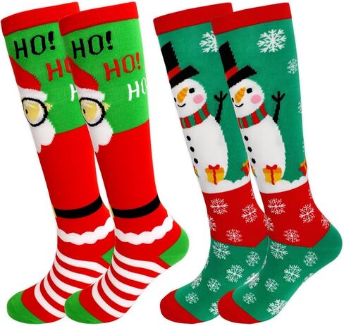 Fancy Land 2 Pairs Christmas Knee High Socks for Women Men Xmas Gifts Costume Contest Party Supplies in Saudi Arabia