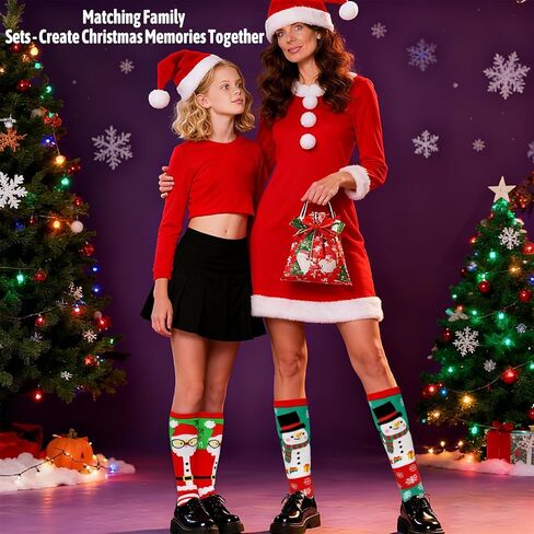 Fancy Land 2 Pairs Christmas Knee High Socks for Women Men Xmas Gifts Costume Contest Party Supplies in Saudi Arabia