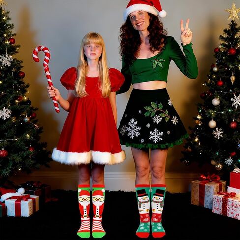 Fancy Land 2 Pairs Christmas Knee High Socks for Women Men Xmas Gifts Costume Contest Party Supplies in Saudi Arabia