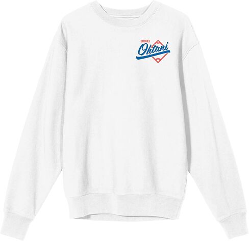 Bioworld Shohei Ohtani Baseball Sports Number 17 Adult White Crew Neck Long Sleeve Sweatshirt in Saudi Arabia