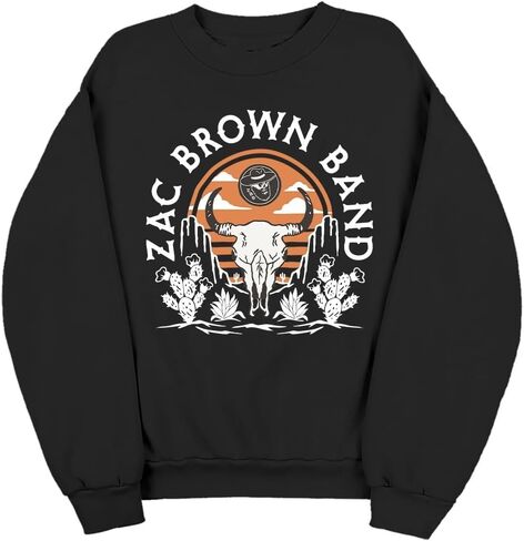 ZAC BROWN BAND سويت شيرت بأكمام طويلة وشعار Merch Monkey & Deer الرسمي للجنسين للبالغين in Kuwait