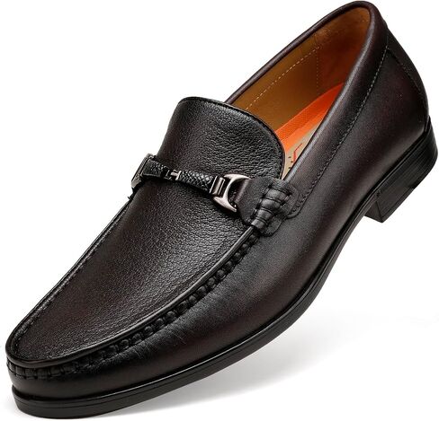 Black Leather Dress Shoes for Men, Casual Metal Buckle Formal Business Shoes Wedding Slip on Loafer Party Dress Shoes in Saudi Arabia