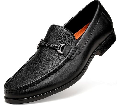 Black Leather Dress Shoes for Men, Casual Metal Buckle Formal Business Shoes Wedding Slip on Loafer Party Dress Shoes in Saudi Arabia