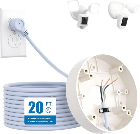 Plug-in Mount and 30ft/9m UL Standard Cable for Blink Wired Floodlight Camera,Ring Floodlight Cam Wired Plus/Pro,WYZE Floodlight Camera v2/Pro Wired into a Standard Outlet for Non-Stop Power in Saudi Arabia