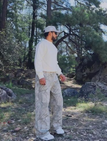 رجل Sweatpants كامو فضفاض ركض واسعة الساق المسار الصالة الرياضية فضفاضة كول عرق السراويل مرونة الخصر مع جيوب S-XXL in Kuwait