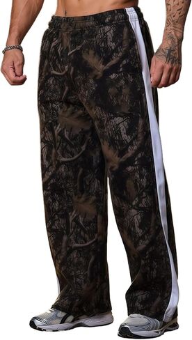 رجل Sweatpants كامو فضفاض ركض واسعة الساق المسار الصالة الرياضية فضفاضة كول عرق السراويل مرونة الخصر مع جيوب S-XXL in Kuwait