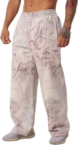 رجل Sweatpants كامو فضفاض ركض واسعة الساق المسار الصالة الرياضية فضفاضة كول عرق السراويل مرونة الخصر مع جيوب S-XXL in Kuwait