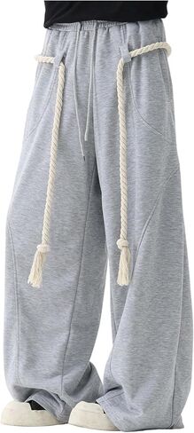 GORGLITTER Men's Baggy Barrel Sweatpants Y2k Rope Drawstring Wide Leg Oversized Track Pants Streetwear Trousers in Saudi Arabia