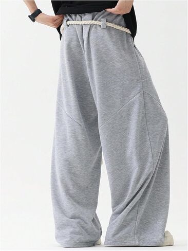 GORGLITTER Men's Baggy Barrel Sweatpants Y2k Rope Drawstring Wide Leg Oversized Track Pants Streetwear Trousers in Saudi Arabia