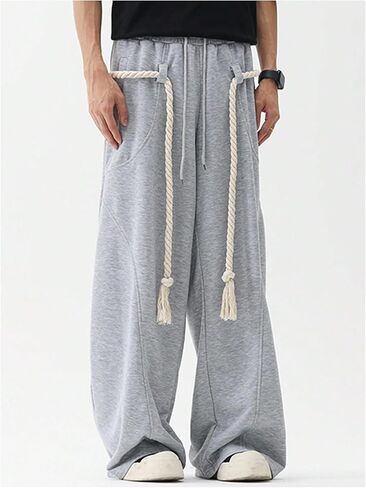 GORGLITTER Men's Baggy Barrel Sweatpants Y2k Rope Drawstring Wide Leg Oversized Track Pants Streetwear Trousers in Saudi Arabia