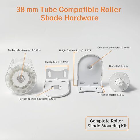 38mm Roller Shade Clutch Replacement Kit for 1.5" Tube, Metal/Plastic Brackets with End Plug, Window Roller Blind Parts for Zebra/Blackout Shades, Inside Outside Ceiling Mount, White in Saudi Arabia