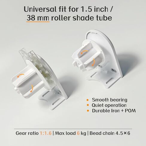 38mm Roller Shade Clutch Replacement Kit for 1.5" Tube, Metal/Plastic Brackets with End Plug, Window Roller Blind Parts for Zebra/Blackout Shades, Inside Outside Ceiling Mount, White in Saudi Arabia