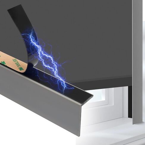 شرائط حجب الضوء من مادة PVC المعتمة بنسبة 100% مع تصميم مغناطيسي مناسب لظلال التعتيم والستائر والظلال الخلوية والممرات الجانبية الداكنة لغرف النوم والحضانة والمزيد (رمادي، 58.5 بوصة، قطعتان، قابلة للإزالة) in Kuwait