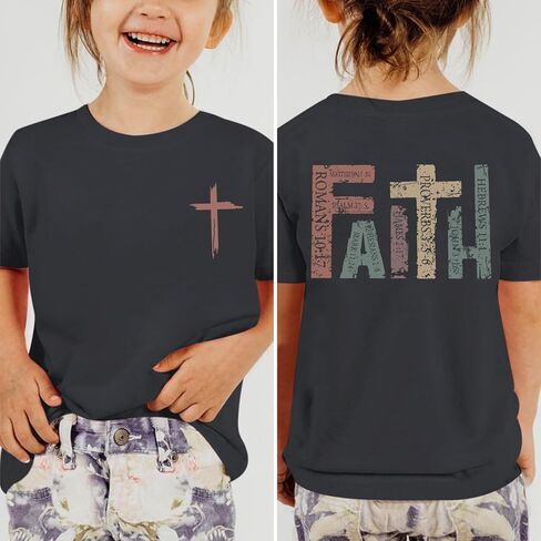 Jesus Shirt for Girls Christian Faith Tshirts Kids Cute Bible Verse Graphic Tees Inspirational God Religious Clothes in Saudi Arabia