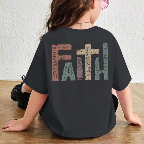Jesus Shirt for Girls Christian Faith Tshirts Kids Cute Bible Verse Graphic Tees Inspirational God Religious Clothes in Saudi Arabia