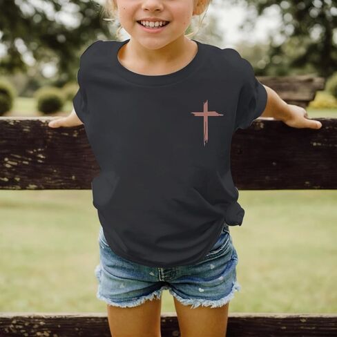 Jesus Shirt for Girls Christian Faith Tshirts Kids Cute Bible Verse Graphic Tees Inspirational God Religious Clothes in Saudi Arabia