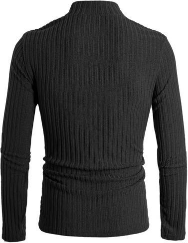 Men's Turtleneck Sweater Slim Fit Casual Twist Patterned Knitted Pullover Sweater Fashion Winter Wear,Black in Saudi Arabia