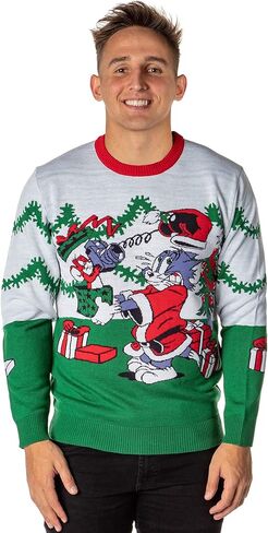 Tom and Jerry Men's Surprise Ugly Sweater Knit Pullover in Saudi Arabia