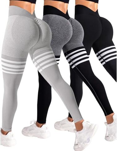 3pcs Seamless Leggings for Women High Waist Workout Yoga Pants,Scrunch Butt Lifting Elastic Tights in Saudi Arabia